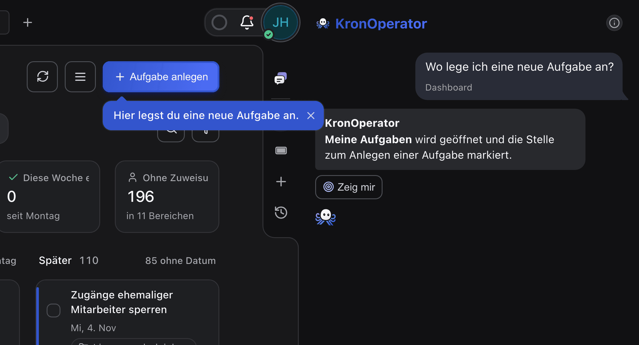 Oberfläche von KronOperator